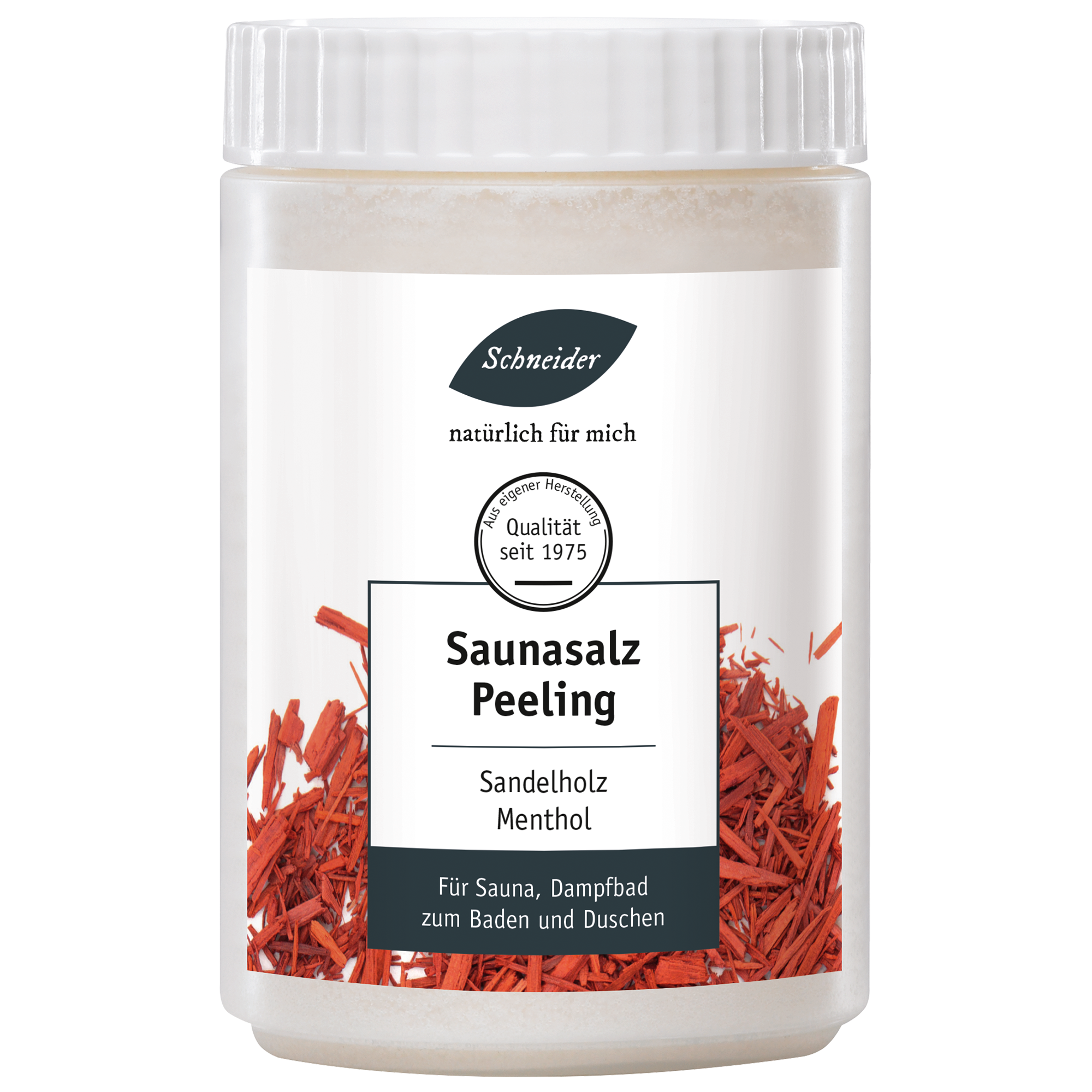 Saunasalz mit Sandelholz – watteweich 1 kg Dose 