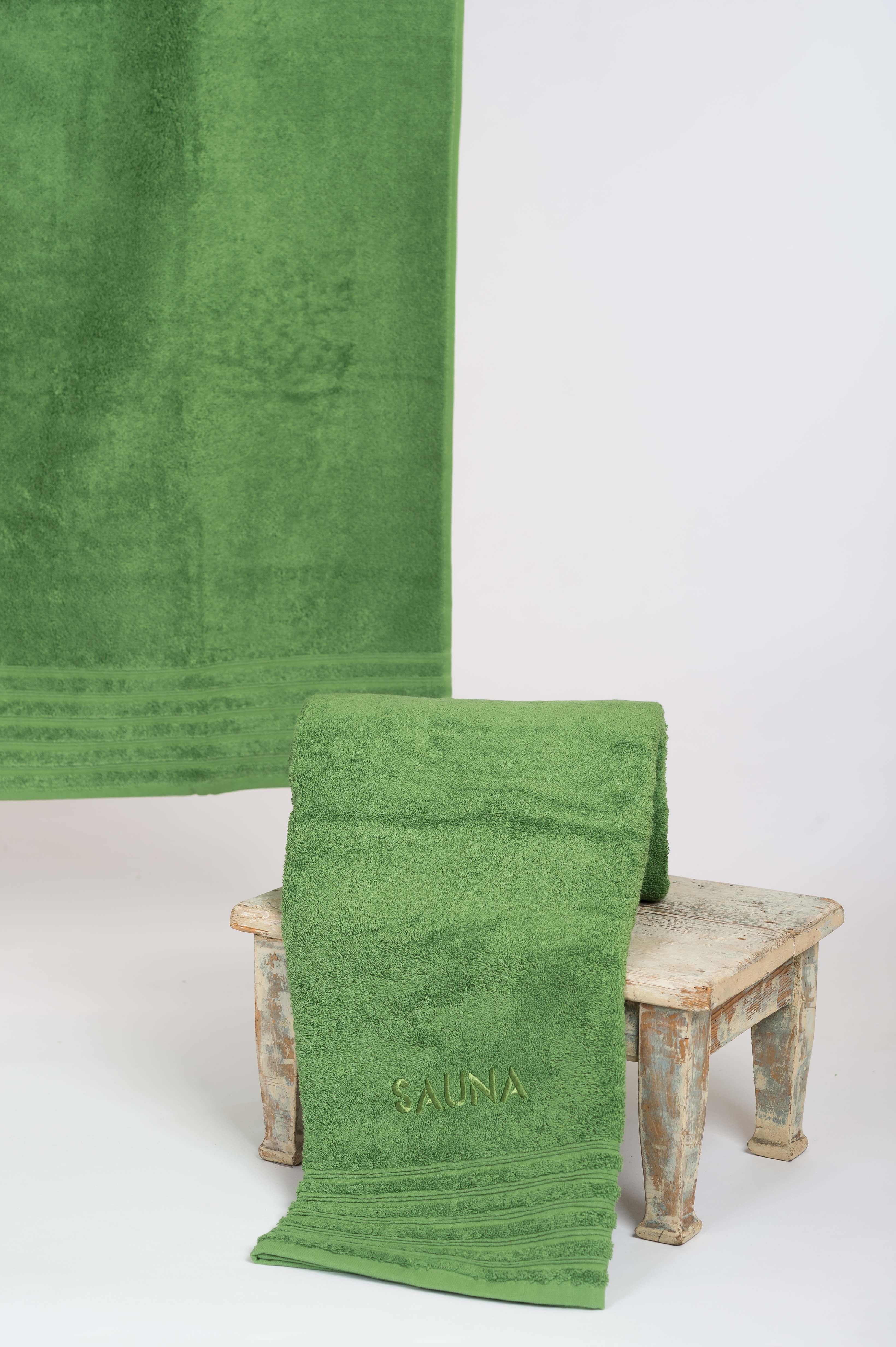 Saunatuch grün, 80 x 200 cm, 100 % Baumwolle